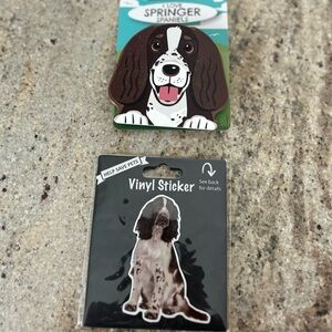 English Springer Spaniel Vinyl Sticker and clip NWT Brown and White dog